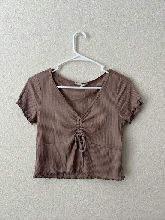 Tops - Antistar Ruched V-Neck Ribbed Top